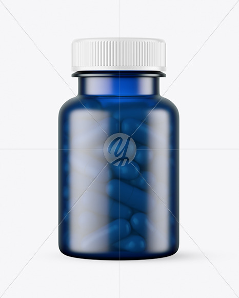 Frosted Blue Pills Bottle Mockup PSD #3