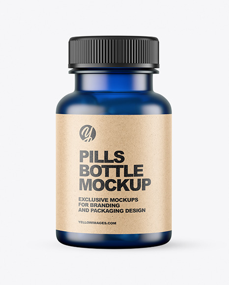 Frosted Blue Pills Bottle Mockup PSD #2