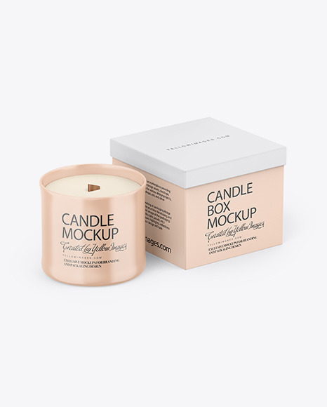 Paper Box W  Glossy Candle Mockup PSD #2