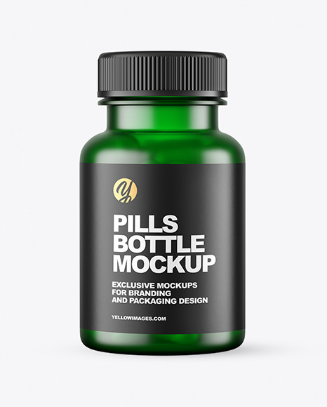 Frosted Green Pills Bottle Mockup