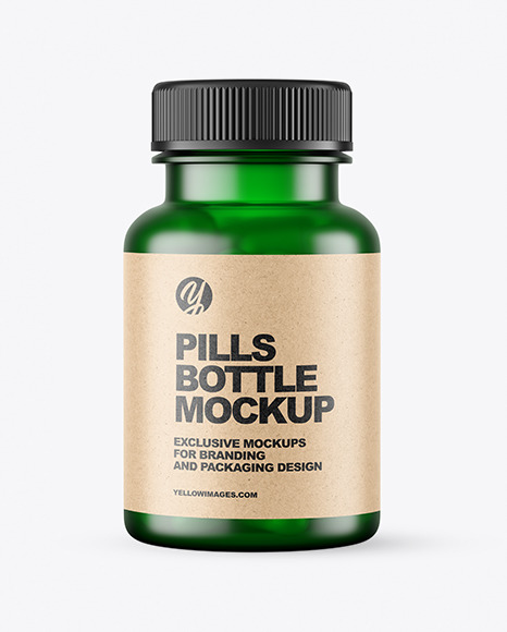 Frosted Green Pills Bottle Mockup PSD #2