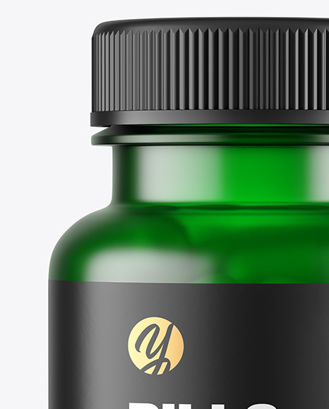 Frosted Green Pills Bottle Mockup PSD #1