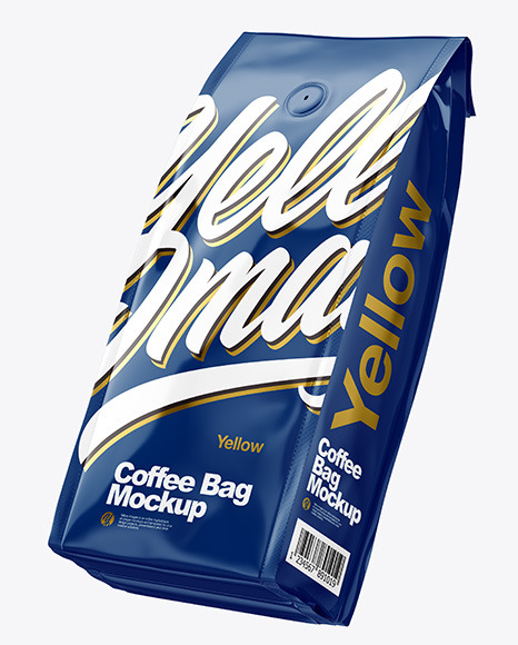 Download Two Glossy Coffee Bag Packaging Mockup In Bag Sack Mockups On Yellow Images Object Mockups