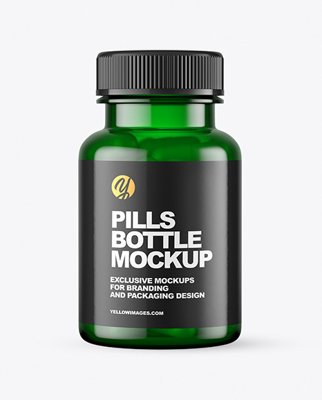 Green Pills Bottle Mockup