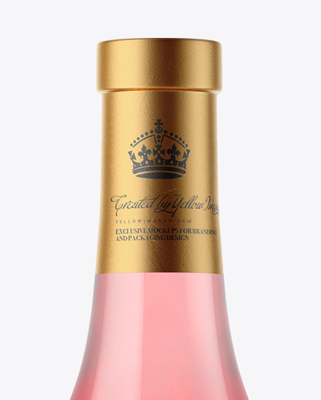 Clear Glass Pink Wine Bottle Mockup PSD #2