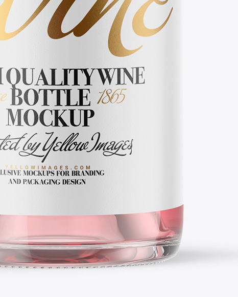 Clear Glass Pink Wine Bottle Mockup PSD #6
