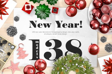Christmas collection. 138 New Year decorations + 10 patterns