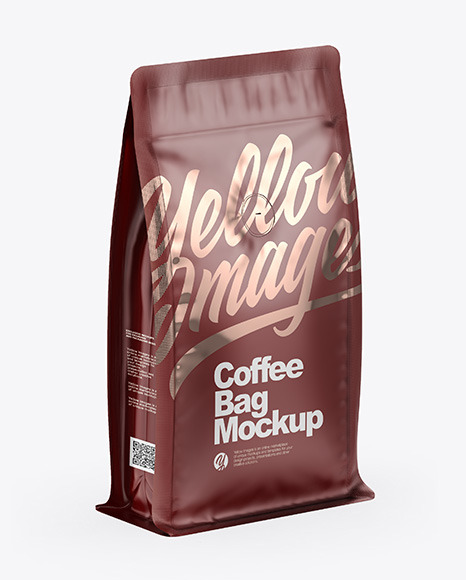 Matte Coffee Bag With Valve   Half Side View PSD #6