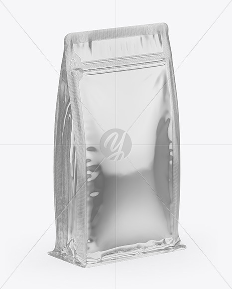 Download Metallic Coffee Bag Half Side View In Bag Sack Mockups On Yellow Images Object Mockups