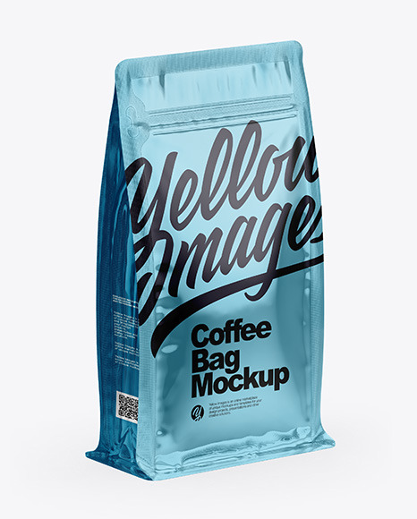 Download Metallic Coffee Bag Half Side View In Bag Sack Mockups On Yellow Images Object Mockups