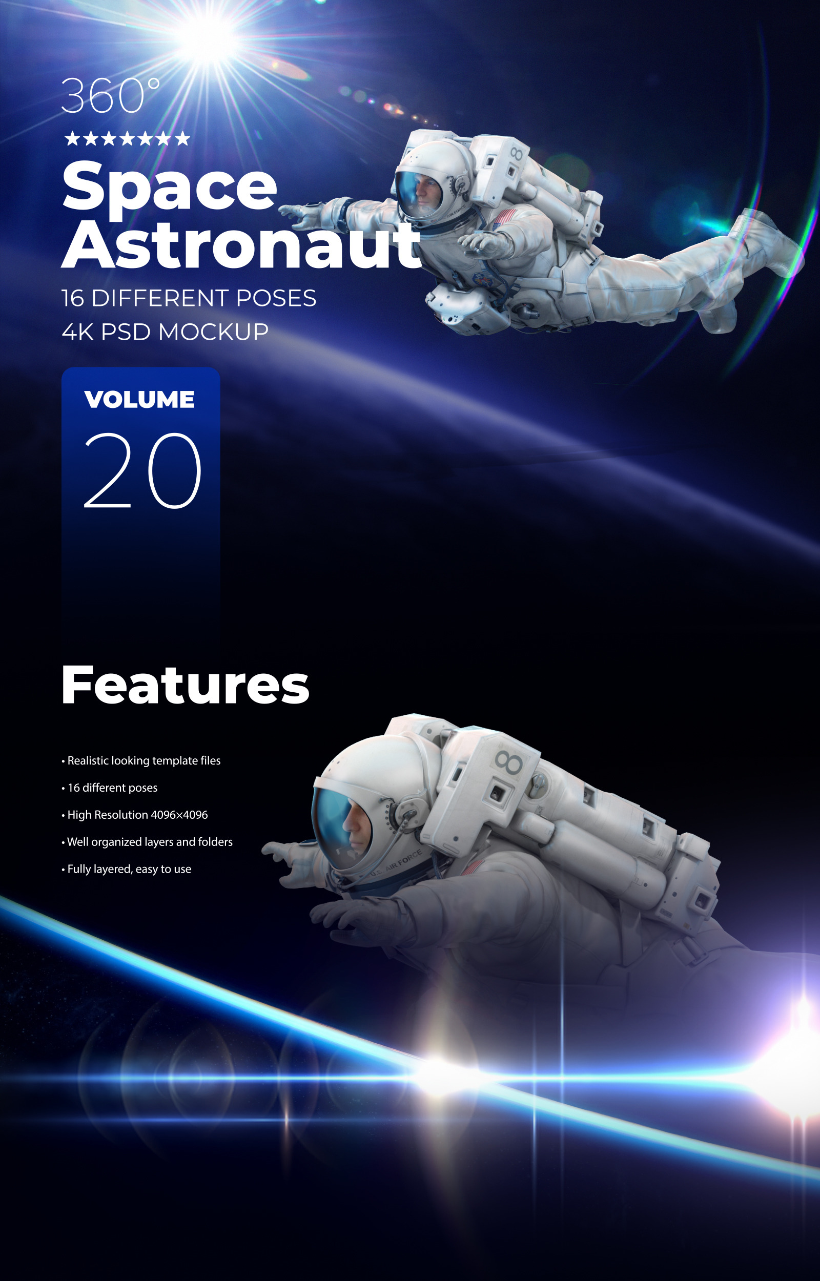 Download 3D Mockup Space Astronaut #20 in Design Elements on Yellow Images Creative Store