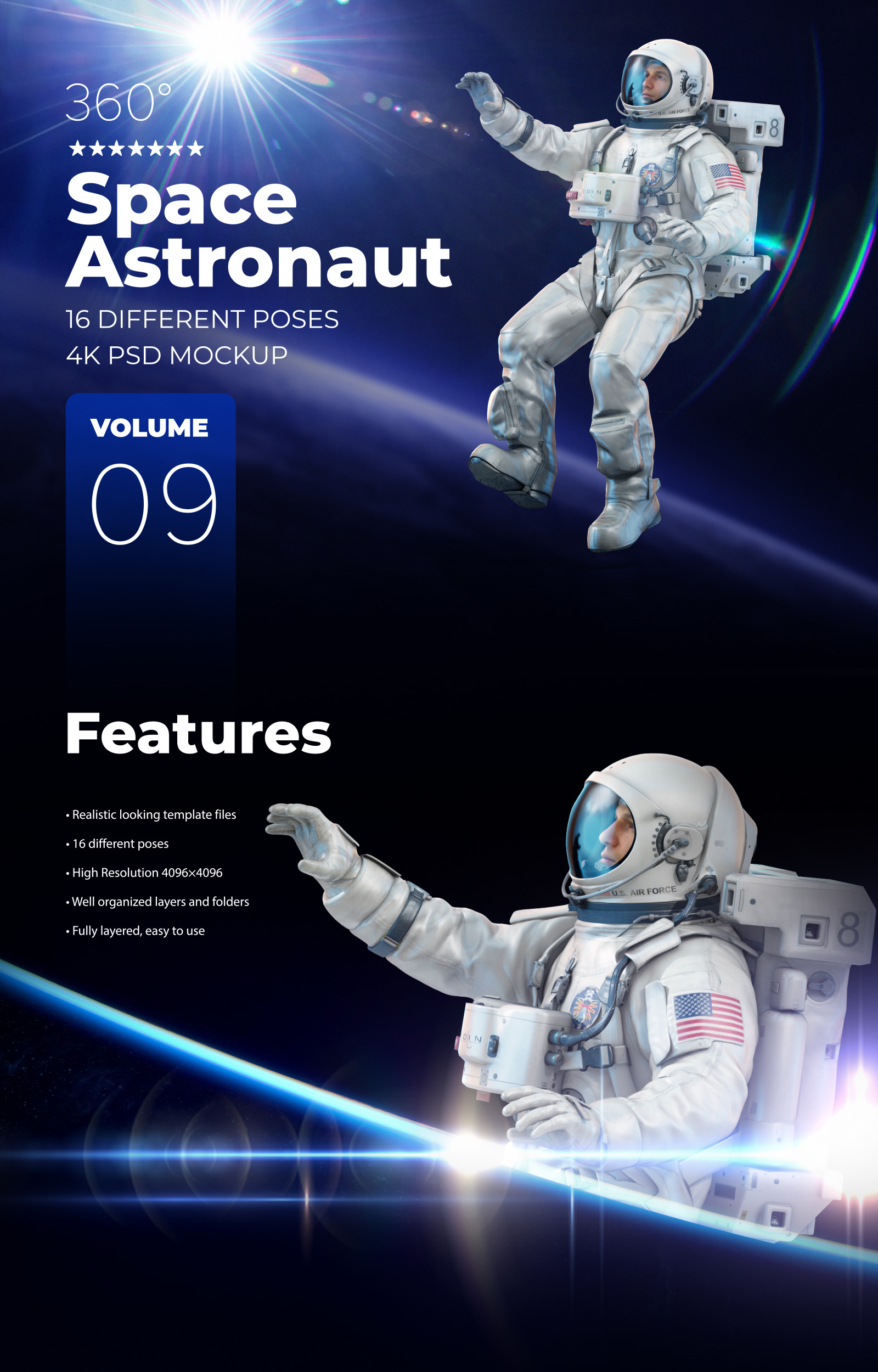 Download 3D Mockup Space Astronaut #09 in Design Elements on Yellow ...