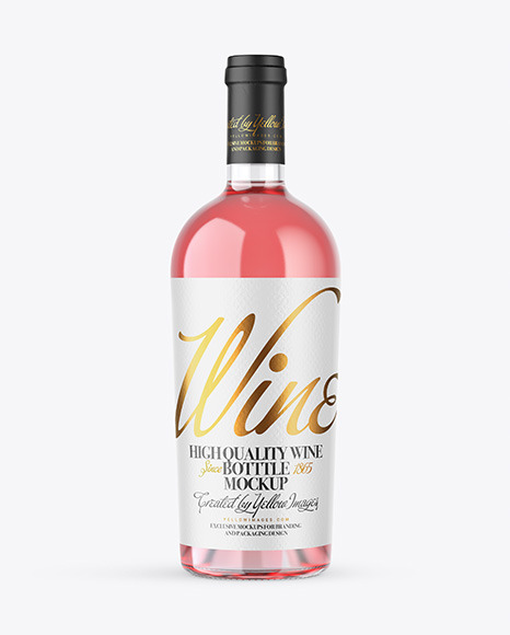 Clear Glass Pink Wine Bottle Mockup