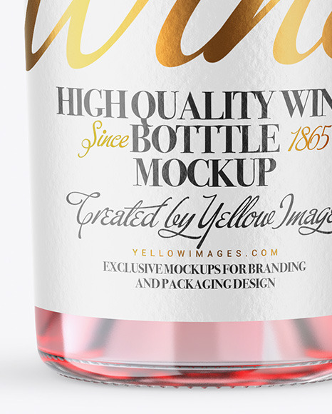 Clear Glass Pink Wine Bottle Mockup PSD #1