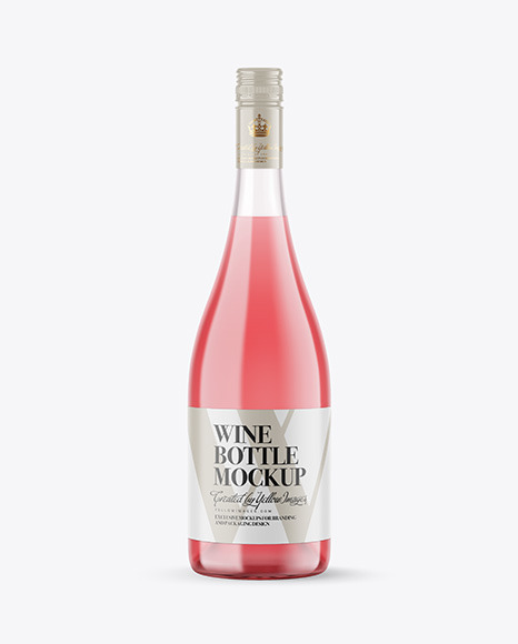 Clear Glass Pink Wine Bottle Mockup
