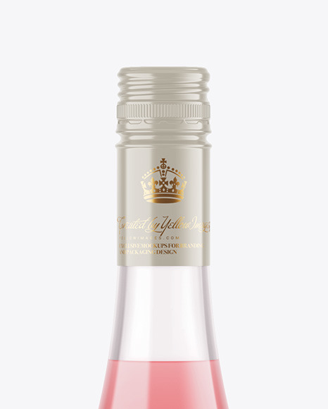 Clear Glass Pink Wine Bottle Mockup PSD #1