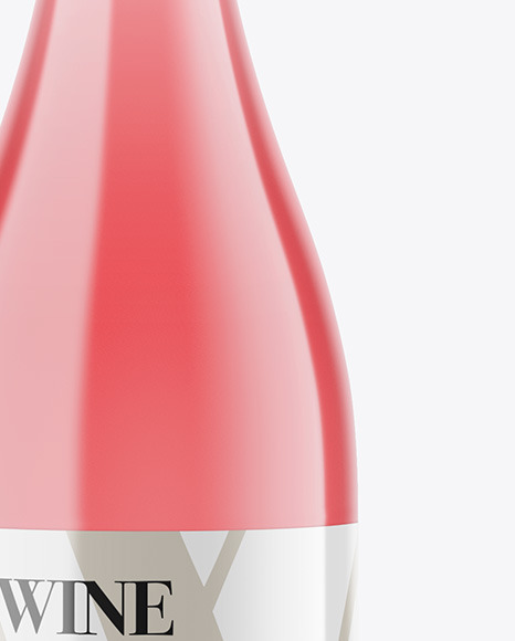 Clear Glass Pink Wine Bottle Mockup PSD #6