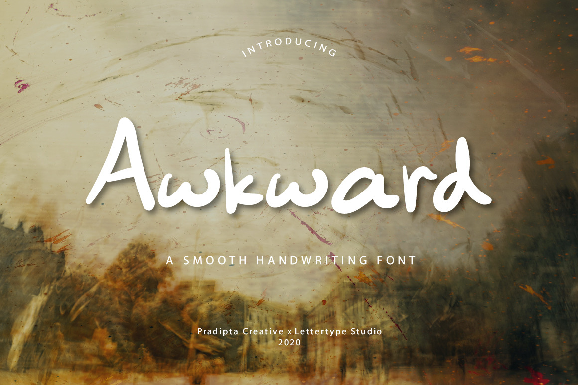 Awkward Handwriting Typeface In Fonts On Yellow Images Creative Store