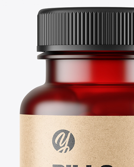 Frosted Red Pills Bottle Mockup PSD #7