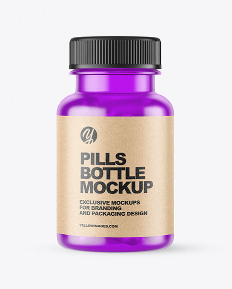 Frosted Colored Pills Bottle Mockup PSD #2