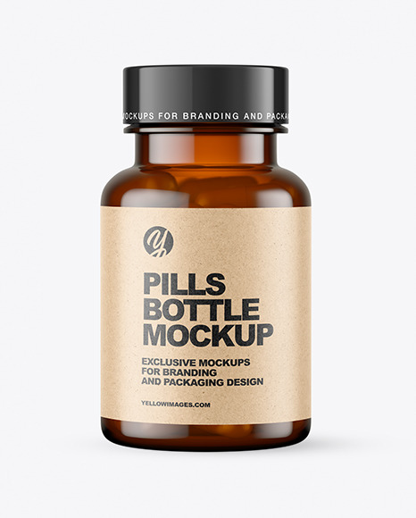 Amber Pills Bottle Mockup PSD #2
