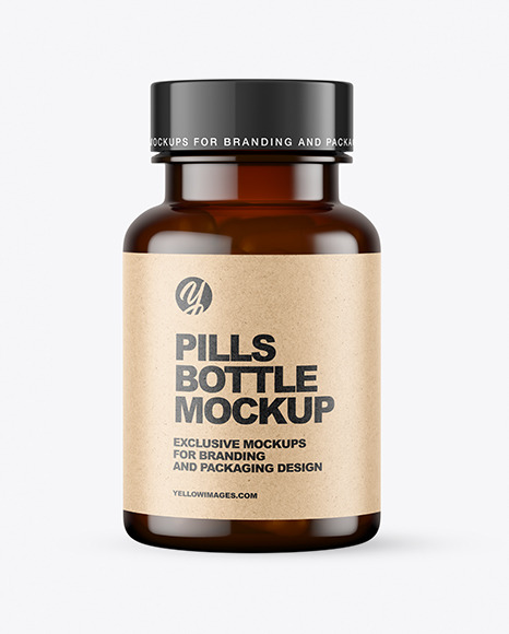Dark Amber Pills Bottle Mockup PSD #2