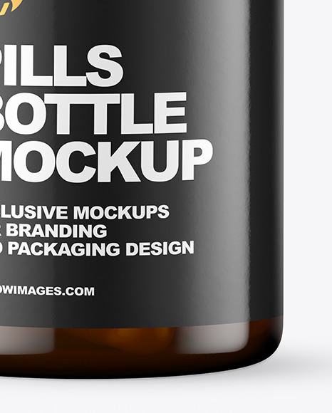 Dark Amber Pills Bottle Mockup PSD #6