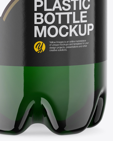 Green Plastic Beer Bottle Mockup PSD #1