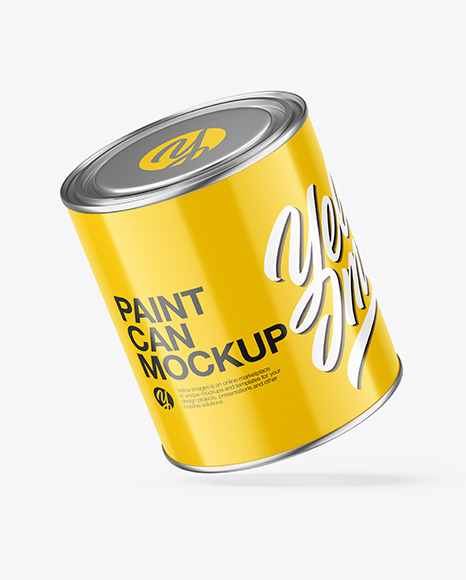 Download Glossy Paint Can Mockup In Can Mockups On Yellow Images Object Mockups