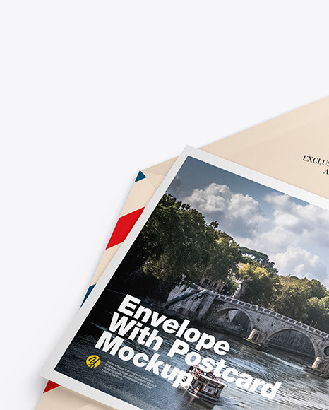 Matte Envelope w  Postcard Mockup PSD #1
