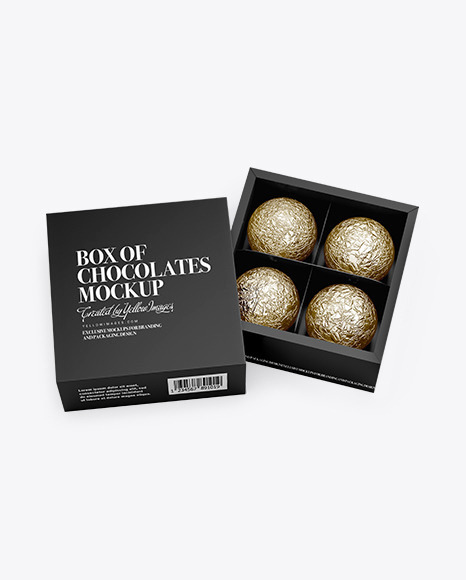 Download Box Of Chocolates Mockup High Angle Shot In Box Mockups On Yellow Images Object Mockups