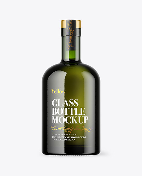 Green Glass Bottle Mockup PSD #2