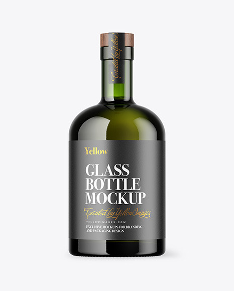 Green Glass Bottle Mockup PSD #3