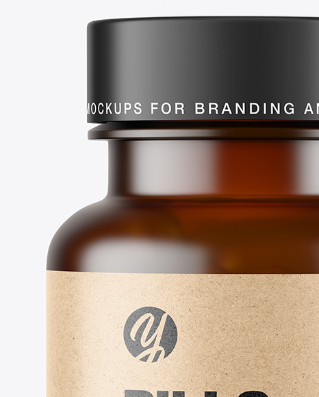 Frosted Dark Amber Pills Bottle Mockup PSD #7