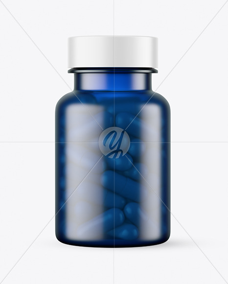 Frosted Blue Pills Bottle Mockup PSD #3