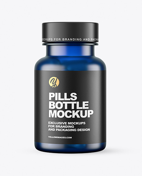 Frosted Blue Pills Bottle Mockup