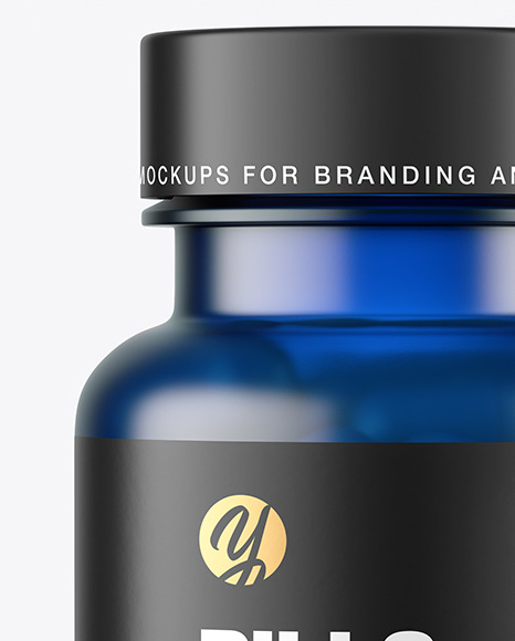 Frosted Blue Pills Bottle Mockup PSD #1