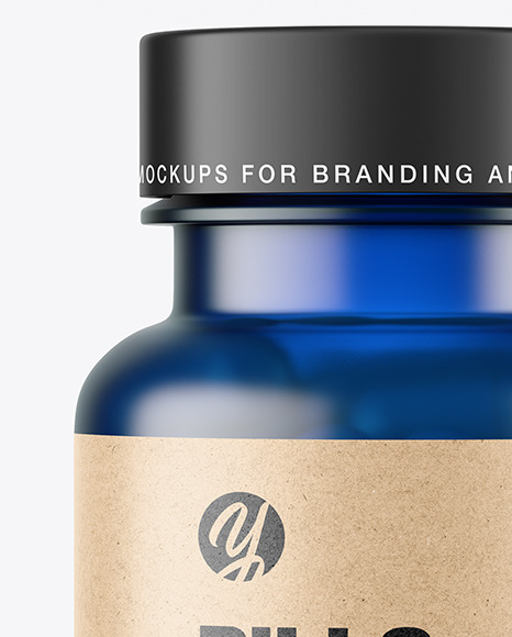 Frosted Blue Pills Bottle Mockup PSD #7