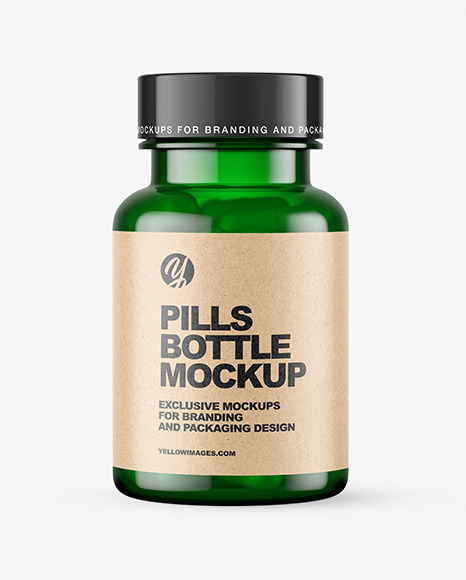 Green Pills Bottle Mockup PSD #2