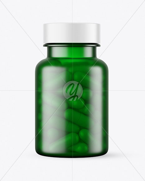 Frosted Green Pills Bottle Mockup PSD #3