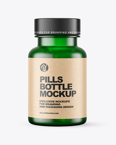 Frosted Green Pills Bottle Mockup PSD #2