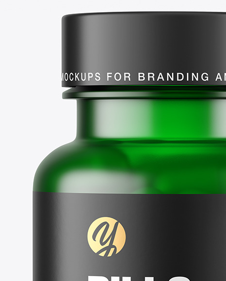 Frosted Green Pills Bottle Mockup PSD #1