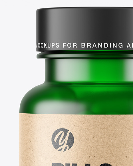Frosted Green Pills Bottle Mockup PSD #7