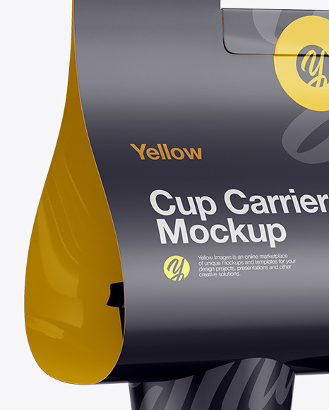 Download Glossy Coffee Cup Carrier Mockup Halfside View In Cup Bowl Mockups On Yellow Images Object Mockups