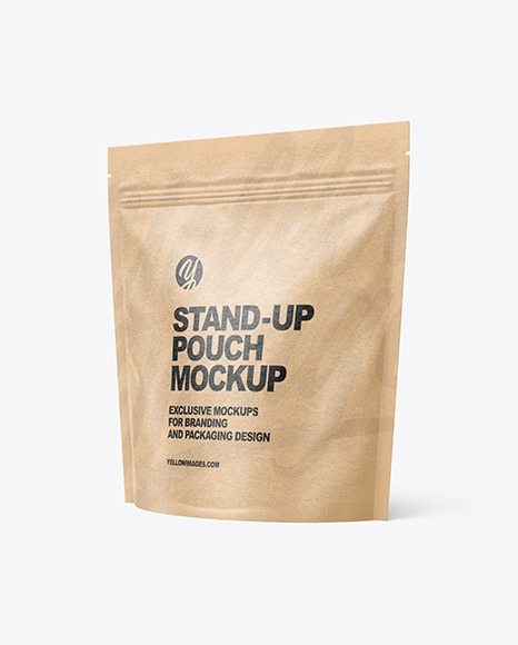 Download Kraft Paper Stand Up Pouch Mockup In Pouch Mockups On Yellow Images Object Mockups