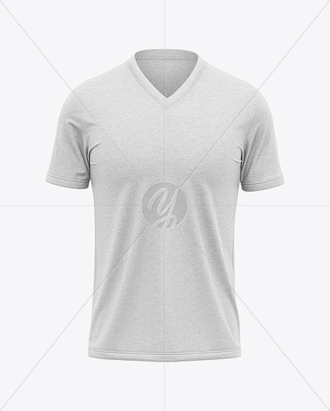 Men S Heather V Neck T Shirt Mockup Front View In Apparel Mockups On Yellow Images Object Mockups