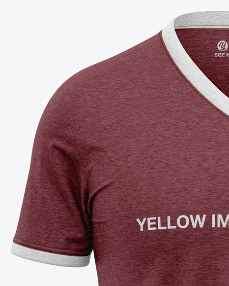 Download Men S Heather V Neck T Shirt Mockup Front View In Apparel Mockups On Yellow Images Object Mockups