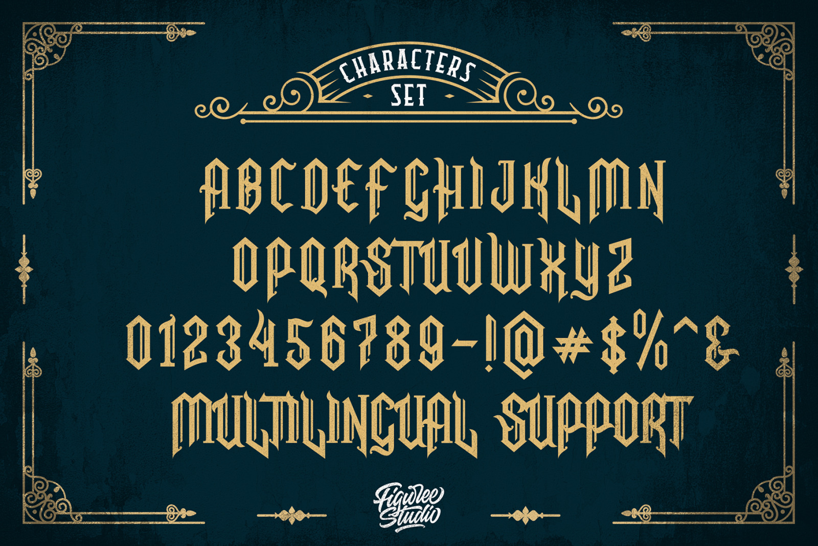 Snubhore - Gothic Typeface on Yellow Images Creative Store