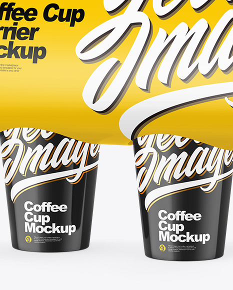 Glossy Coffee Cup Carrier Mockup PSD #6
