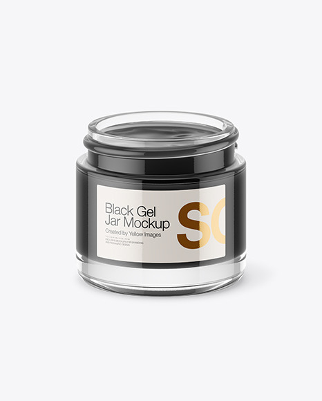 Opened Clear Glass Jar With Black Gel Mockup